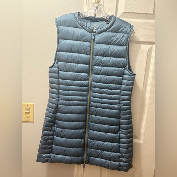 Save The Duck Cindy Long Puffer Vest Size Large Blue - Picture 2 of 8